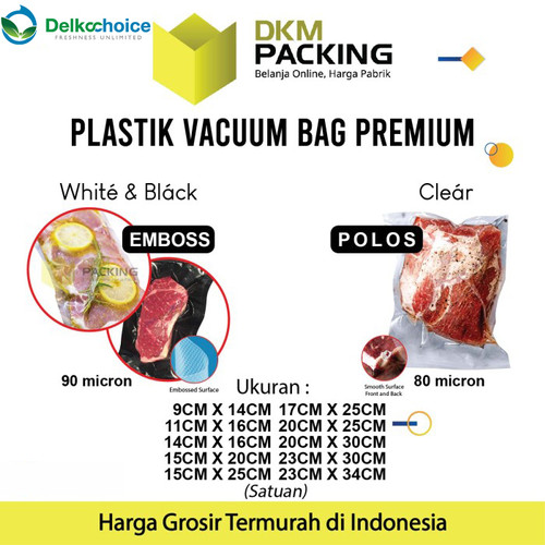 [EZO.9200936] Plastik Vacuum Bag Makanan POLOS EMBOSS Vakum FOOD GRADE DELKOCHOICE