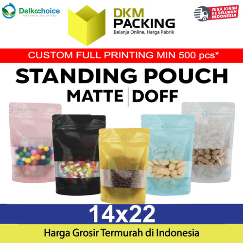 [EZO.9200939] Standing Pouch 14x22cm MATTE WINDOW Plastik Kemasan DELKOCHOICE