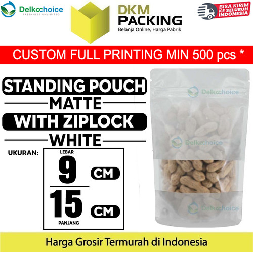 [EZO.9200948] Standing Pouch 9x15cm PUTIH MATTE WINDOW Plastik Kemasan DELKOCHOICE