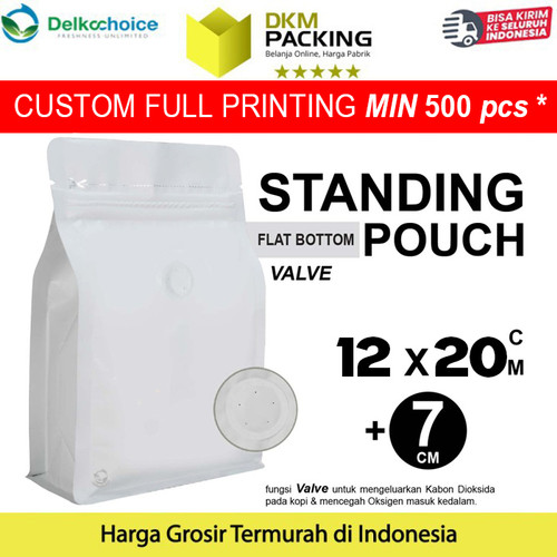 [EZO.9200978] FLAT BOTTOM PUTIH VALVE COFFEE BAG ZIPLOCK DELKOCHOICE PREMIUM
