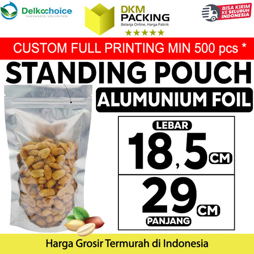 [EZO.9201002] Standing Pouch 18x29cm TRANSMETZ ZIPLOCK ALU FOIL DELKOCHOICE TERMURAH