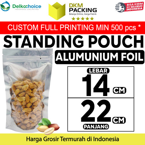 [EZO.9201004] Standing Pouch 14x22cm TRANSMETZ ZIPLOCK ALU FOIL DELKOCHOICE TERMURAH