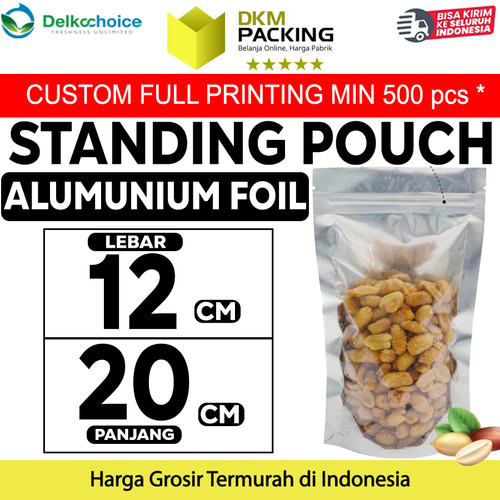[EZO.9201005] Standing Pouch 12x20cm TRANSMETZ ZIPLOCK ALU FOIL DELKOCHOICE TERMURAH
