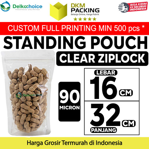 [EZO.9201009] Standing Pouch Bening 16x32cm ZIPLOCK Plastik Klip Clear DELKOCHOICE