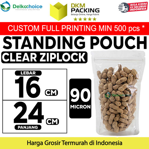 [EZO.9201010] Standing Pouch Bening 16x24cm ZIPLOCK Plastik Klip Clear DELKOCHOICE