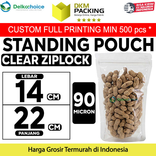 [EZO.9201012] Standing Pouch Bening 14x22cm ZIPLOCK Clear Plastik Klip DELKOCHOICE