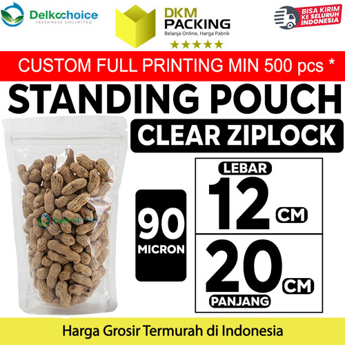 [EZO.9201013] Standing Pouch Bening 12x20cm ZIPLOCK Plastik Klip Clear DELKOCHOICE