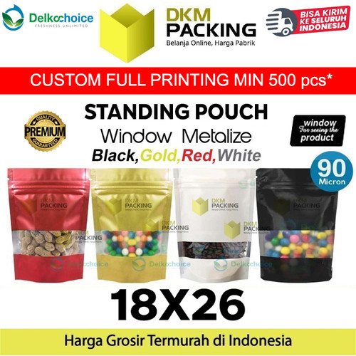 [EZO.9201022] Standing Pouch 18x26cm WINDOW ZIPLOCK DELKOCHOICE ALUMUNIUM FOIL