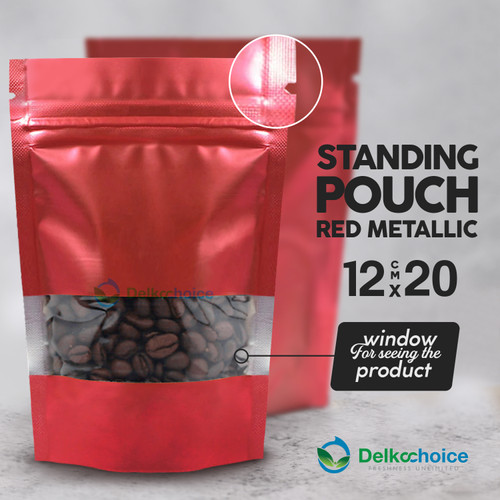 [EZO.9201025] Standing Pouch 12x20cm WINDOW ZIPLOCK DELKOCHOICE ALUMUNIUM FOIL