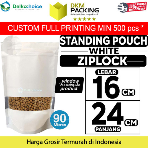 [EZO.9201029] Standing Pouch PUTIH 16x24cm WINDOW ZIPLOCK DELKOCHOICE ALU FOIL