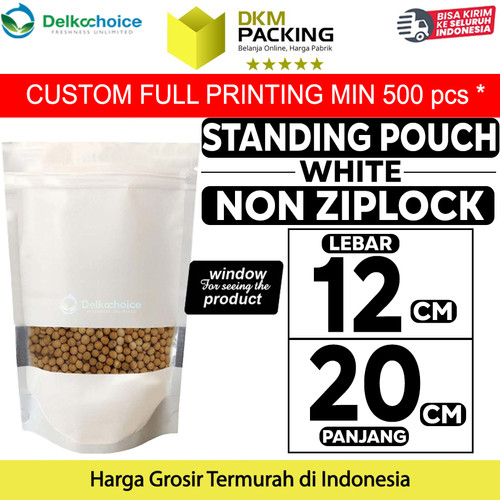 [EZO.9201031] Standing Pouch PUTIH 12x20cm WINDOW ZIPLOCK DELKOCHOICE ALU FOIL