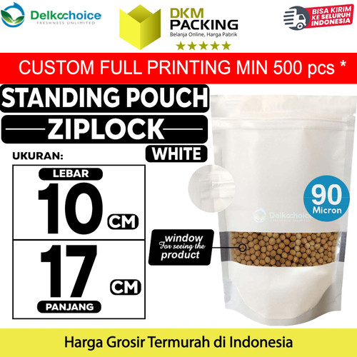 [EZO.9201032] Standing Pouch PUTIH 10x17cm WINDOW ZIPLOCK DELKOCHOICE ALU FOIL