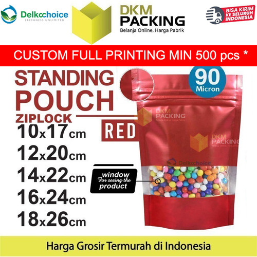 [EZO.9201033] Standing Pouch MERAH WINDOW ZIPLOCK DELKOCHOICE ALU FOIL