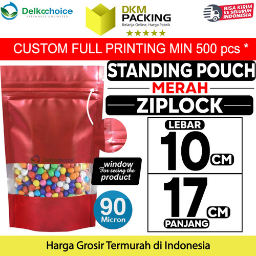 [EZO.9201037] Standing Pouch MERAH 10x17cm WINDOW ZIPLOCK DELKOCHOICE ALU FOIL