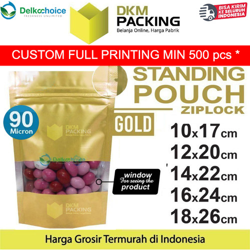 [EZO.9201038] Standing Pouch GOLD WINDOW ZIPLOCK DELKOCHOICE ALU FOIL