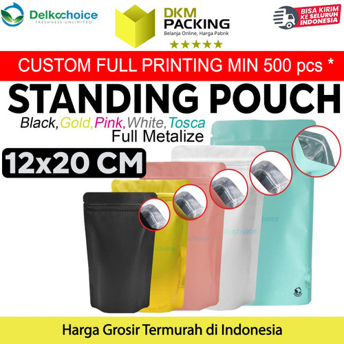[EZO.9201051] Standing Pouch 12x20cm NON WINDOW ZIPLOCK Plastik Klip ALU FOIL