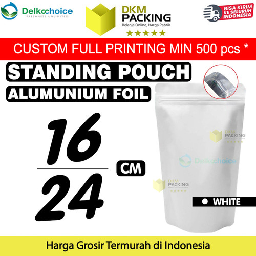 [EZO.9201054] Standing Pouch PUTIH 16x24cm NON WINDOW ZIPLOCK Plastik Klip ALU FOIL