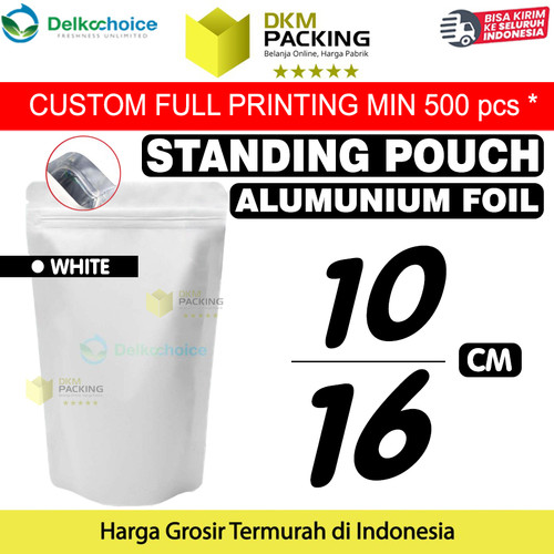 [EZO.9201057] Standing Pouch PUTIH 10x16cm NON WINDOW ZIPLOCK Plastik Klip ALU FOIL