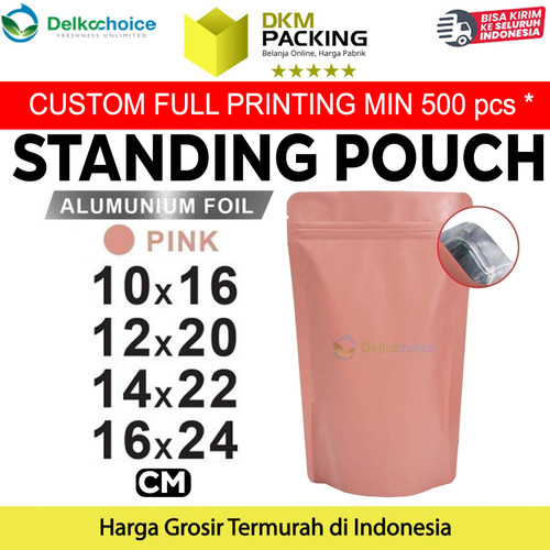 [EZO.9201063] Standing Pouch PINK NON WINDOW ZIPLOCK Plastik Klip ALU FOIL
