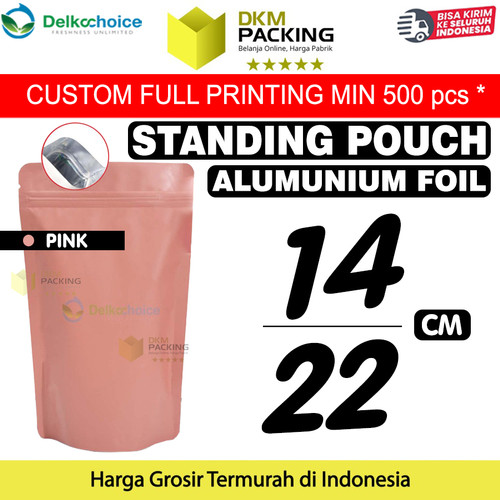 [EZO.9201065] Standing Pouch PINK 14x22cm NON WINDOW ZIPLOCK Plastik Klip ALU FOIL