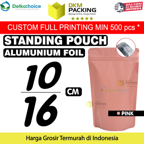 [EZO.9201067] Standing Pouch PINK 10x16cm NON WINDOW ZIPLOCK Plastik Klip ALU FOIL