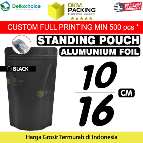 [EZO.9201076] Standing Pouch HITAM 10x16cm NON WINDOW ZIPLOCK Plastik Klip ALU FOIL