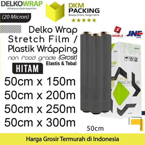 [EZO.9201082] Plastik Wraping Stretch Film 50cm HITAM DELKOWRAP KARGO / DUS
