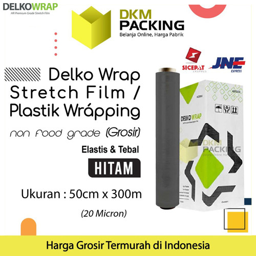 [EZO.9201084] Plastik Wraping Stretch Film 50cm x 300m HITAM DELKOWRAP KARGO / DUS