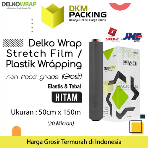 [EZO.9201086] Plastik Wraping Stretch Film 50cm x 150m HITAM DELKOWRAP KARGO / DUS