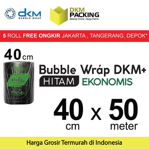 Plastik Bubble Wrap Hitam EKONOMIS 40cm x 50m DKM PLUS Bubblewrap