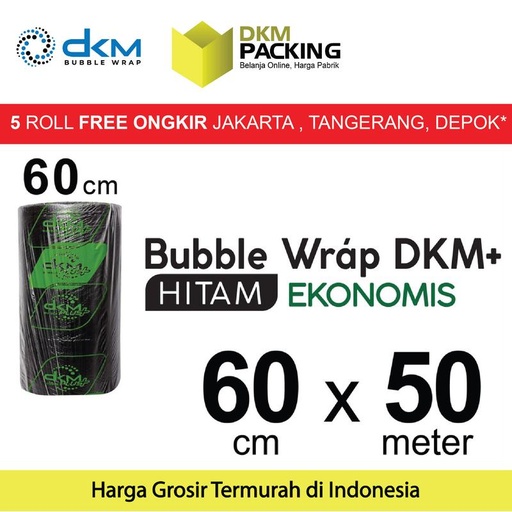 Plastik Bubble Wrap Hitam EKONOMIS 60cm x 50m DKM PLUS Bubblewrap ROLL