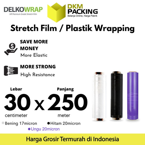 [EZO.9201110] Plastik Wraping Stretch Film 30cm x 250m DELKOWRAP TERMURAH / SATUAN