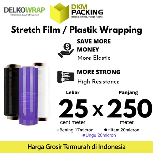 [EZO.9201111] Plastik Wraping Stretch Film 25cm x 250m DELKOWRAP TERMURAH / SATUAN