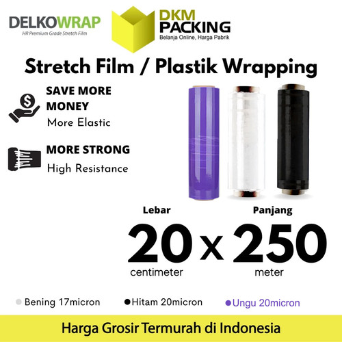 [EZO.9201112] Plastik Wraping Stretch Film 20cm x 250m DELKOWRAP TERMURAH / SATUAN