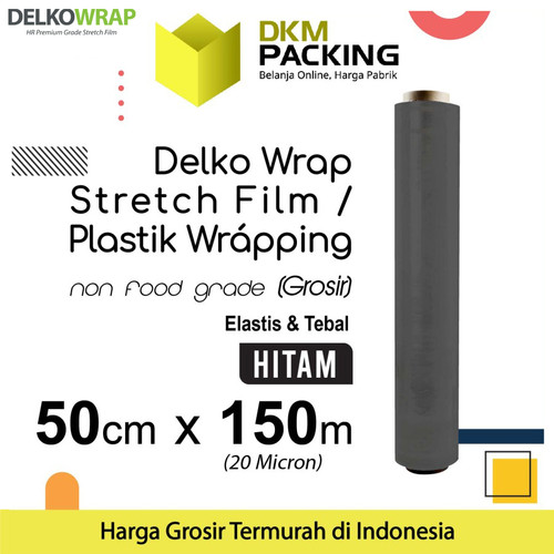 [EZO.9201122] Plastik Wraping Stretch Film 50cm x 150m DELKOWRAP HITAM / SATUAN