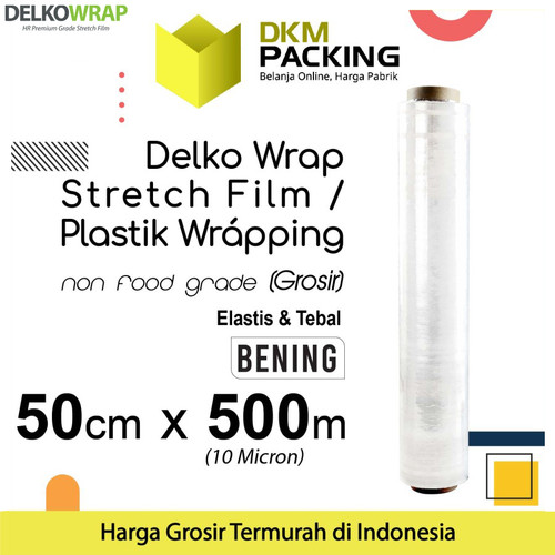 [EZO.9201131] Plastik Wraping Stretch Film 50cm x 500m DELKOWRAP BENING / SATUAN