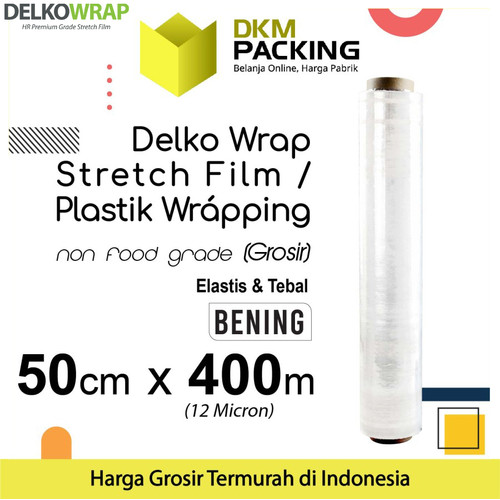 [EZO.9201132] Plastik Wraping Stretch Film 50cm x 400m DELKOWRAP BENING / SATUAN
