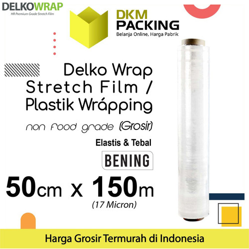 [EZO.9201134] Plastik Wraping Stretch Film 50cm x 150m DELKOWRAP BENING / SATUAN