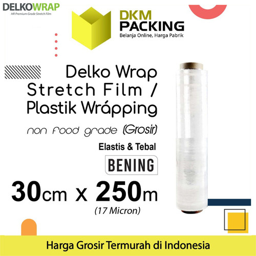 [EZO.9201135] Plastik Wraping Stretch Film 30cm x 250m DELKOWRAP BENING / SATUAN