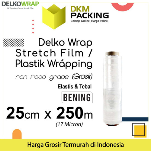 [EZO.9201136] Plastik Wraping Stretch Film 25cm x 250m DELKOWRAP BENING / SATUAN