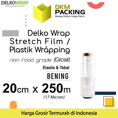 [EZO.9201137] Plastik Wraping Stretch Film 20cm x 250m DELKOWRAP BENING / SATUAN