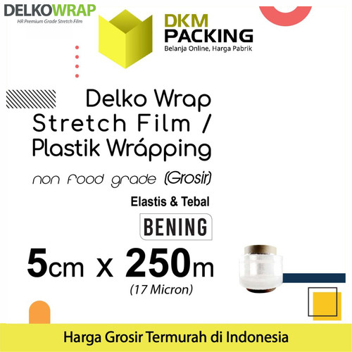 [EZO.9201140] Plastik Wraping Stretch Film 5cm x 250m DELKOWRAP BENING / SATUAN