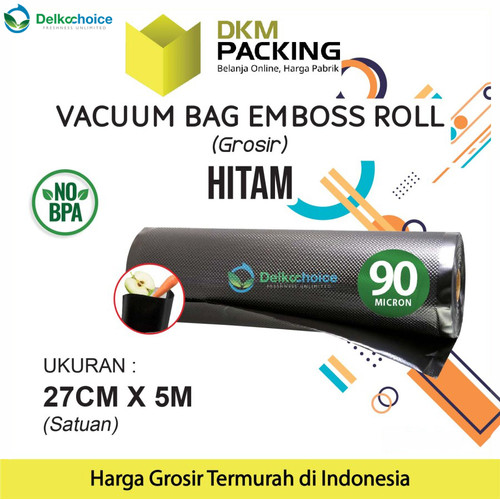 [EZO.9201155] Vacuum Makanan EMBOSS ROLL 27x500cm BLACK Plastik Vakum BINTIK BENING