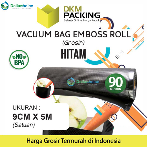 [EZO.9201160] Vacuum Makanan EMBOSS ROLL 9x500cm BLACK Plastik Vakum BINTIK BENING