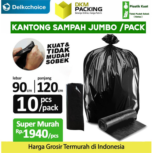 [EZO.9201173] KANTONG PLASTIK SAMPAH 90x120cm JUMBO HITAM TEBAL TERMURAH SATUAN
