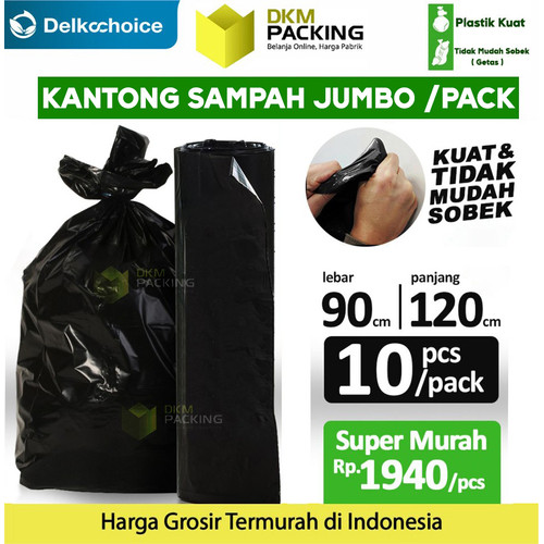 [EZO.9201178] KANTONG PLASTIK SAMPAH 90x120cm TEBAL HITAM JUMBO TERMURAH SATUAN