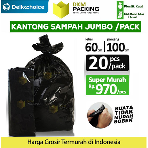[EZO.9201179] KANTONG PLASTIK SAMPAH 60x100cm TEBAL HITAM JUMBO TERMURAH SATUAN