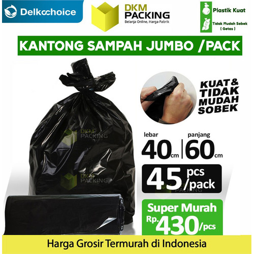 [EZO.9201181] KANTONG PLASTIK SAMPAH 40x60cm TEBAL HITAM JUMBO TERMURAH SATUAN