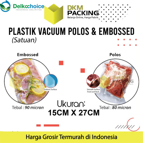 [EZO.9201214] Plastik Vacuum Bag Makanan 15x27cm POLOS EMBOSS Vakum DELKOCHOICE