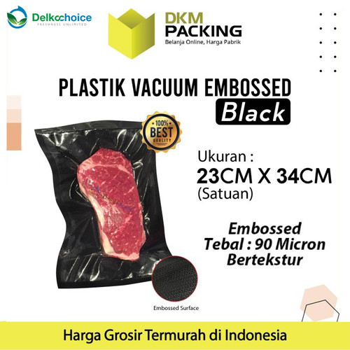 [EZO.9201223] Vacuum Bag Makanan HITAM BLACK EMBOSS Plastik Vakum BINTIK PREMIUM